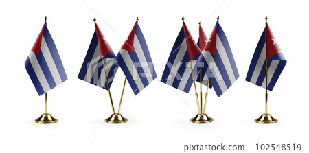 Small national flags of the Cuba on a white background 102548519