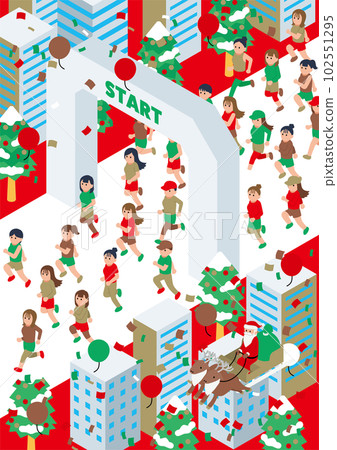 Isometric Marathon woman No vertical line Start Christmas 102551295