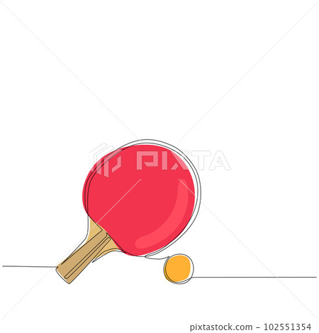 Red tennis table racket and ball cartoon vector icon. Table tennis