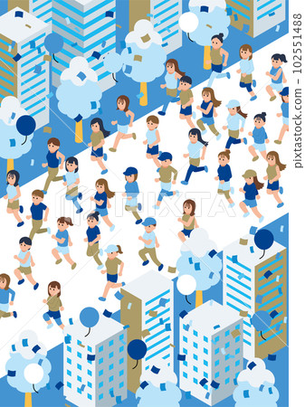 Isometric marathon woman no line vertical winter Isometric marathon woman no line vertical winter 102551488