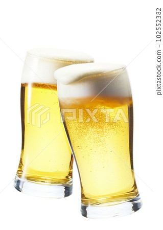 Beer on a white background, an image of a fun toast on a hot day Beer on a white background, an image of a fun toast on a hot day 102552382