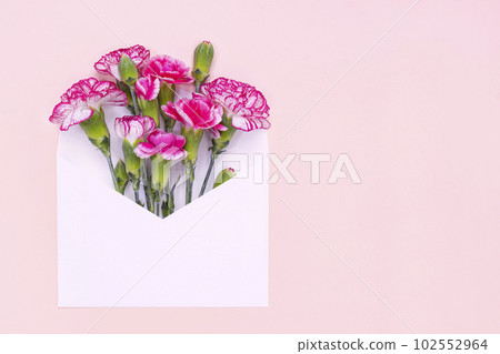 Carnation Bouquet and Card Mock-up 102552964