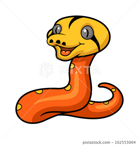 Cute albino golden child reticulated python cartoon Cute albino golden child reticulated python cartoon 102553004