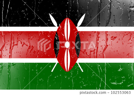 3D Flag of Kenya on a glass 3D Flag of Kenya on a glass 102553063