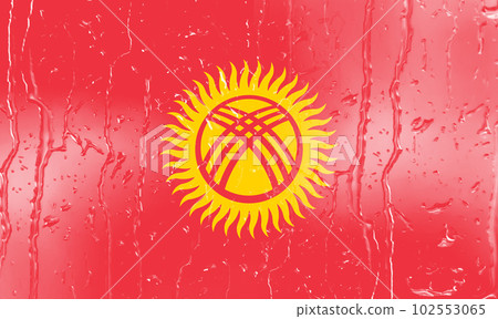 3D Flag of Kyrgyzstan on a glass 3D Flag of Kyrgyzstan on a glass 102553065