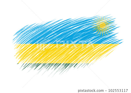 3D Flag of Rwanda on vintage style brush background. 102553117