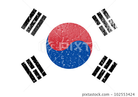 3D Flag of South Korea on a glass with water drop background. 3D Flag of South Korea on a glass with water drop background. 102553424