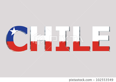 3D Flag of Chile on a text background. 3D Flag of Chile on a text background. 102553549