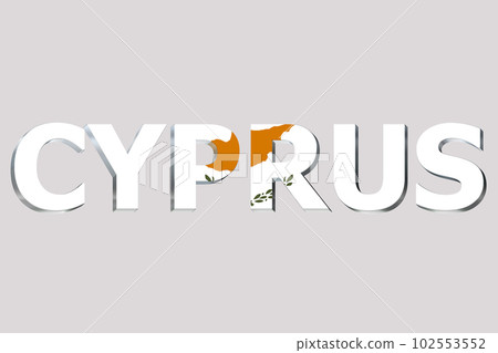 3D Flag of Cyprus on a text background. 102553552