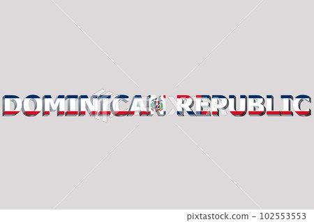 3D Flag of Dominican Republic on a text background. 3D Flag of Dominican Republic on a text background. 102553553