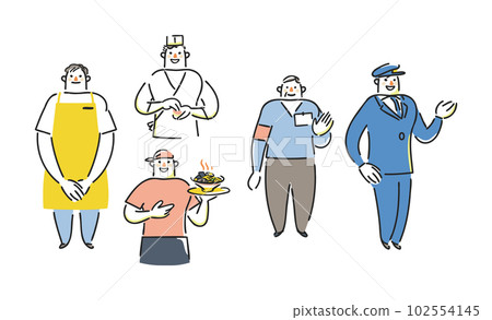 活躍在旅遊景點的男性工作人員設置插圖素材 活躍在旅遊景點的男性工作人員設置插圖素材 102554145