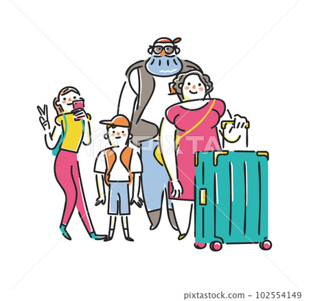Foreign tourists with large luggage Inbound illustration material 102554149