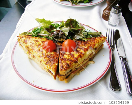 Have a croque monsieur at a cafe in Paris 102554369