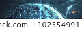 Futuristic neon background. Sparkling planet on a background of binary code, the concept of the future of cyberspace 102554991