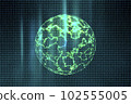 Futuristic neon background. Sparkling planet on a background of binary code, the concept of the future of cyberspace 102555005