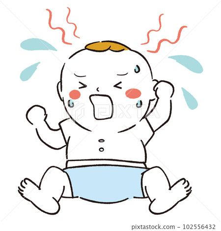 線描炎熱和出汗的嬰兒夏天 102556432