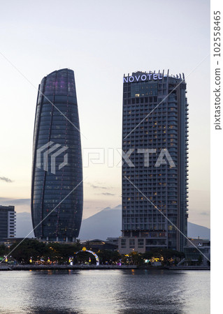 Da Nang City Administrative Centre and the Novotel by the Han river at dusk Da Nang City Administrative Centre and the Novotel by the Han river at dusk 102558465