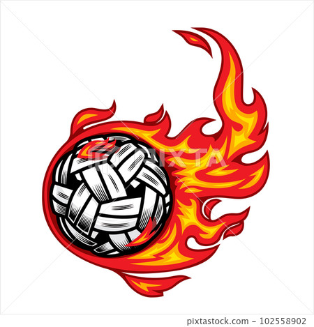 sepak takraw ball on fire Vector illustration. 102558902