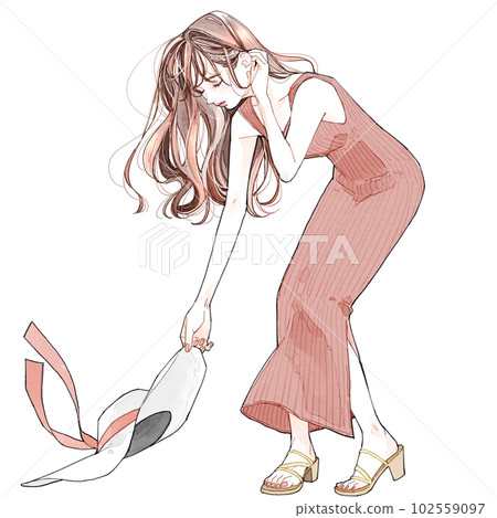 一個穿著針織連衣裙的女人 102559097