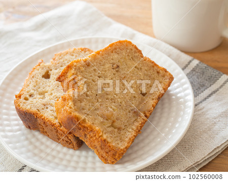 2 slices of banana bread on a plate 2 slices of banana bread on a plate 102560008