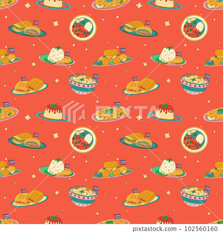 Cuban food seamless pattern. Traditional Cuban dish. Vector illustration 102560160
