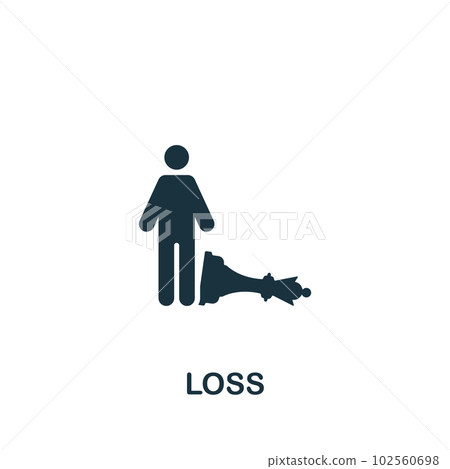 Loss icon. Monochrome simple sign from challenges collection. Loss icon for logo, templates, web design and infographics. Loss icon. Monochrome simple sign from challenges collection. Loss icon for logo, templates, web design and infographics. 102560698