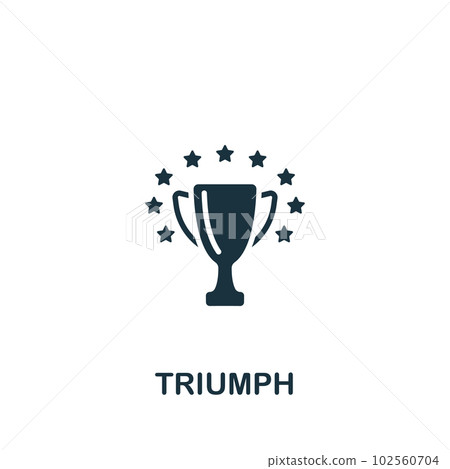 Triumph icon. Monochrome simple sign from challenges collection. Triumph icon for logo, templates, web design and infographics. Triumph icon. Monochrome simple sign from challenges collection. Triumph icon for logo, templates, web design and infographics. 102560704