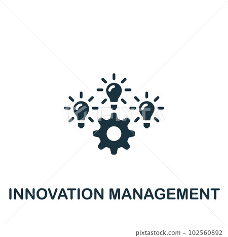 Innovation management icon. Monochrome simple sign from business concept collection. Innovation management icon for logo, templates, web design and infographics. Innovation management icon. Monochrome simple sign from business concept collection. Innovation management icon for logo, templates, web design and infographics. 102560892