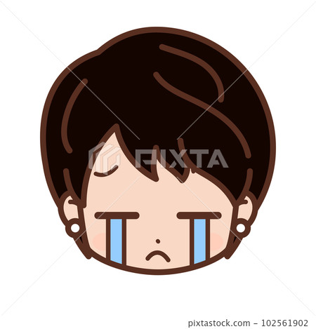 Face / facial expression icon (cry / sad / shock / regret) / female / young [2] 102561902