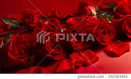 Red rose background "AI-generated image" 102563401
