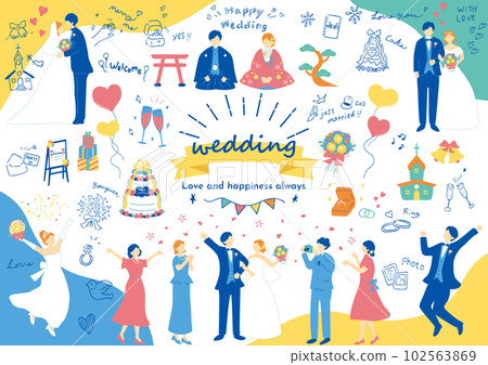 Illustration material collection that is easy to use for weddings Illustration material collection that is easy to use for weddings 102563869