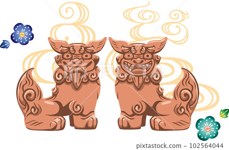 沖繩的守護神 Shisa 和 Bingata 的圖像插圖 沖繩的守護神 Shisa 和 Bingata 的圖像插圖 102564044