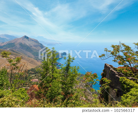 Ruins of settlement of Maratea, italy. 102566317