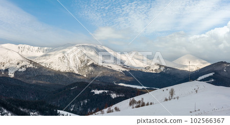 Morning winter mountain ridge 102566367