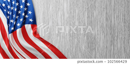 USA or American flag on white wood background 3D render 102566429