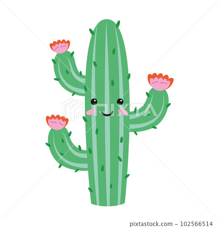 Vector illustration of a funny cactus character in cartoon style isolated on white background Vector illustration of a funny cactus character in cartoon style isolated on white background 102566514