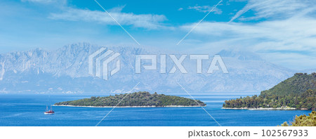 Lefkada coast summer panorama (Greece) 102567933
