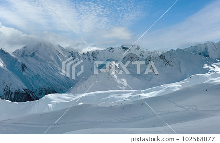 Silvretta Alps winter view (Austria). Panorama. Silvretta Alps winter view (Austria). Panorama. 102568077