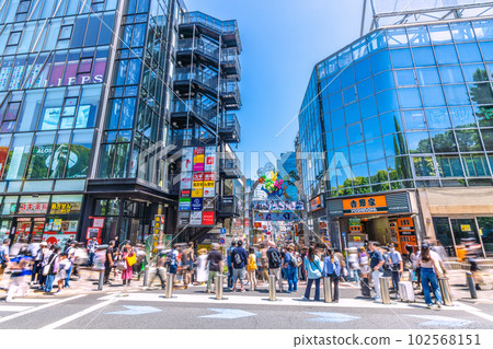Tokyo cityscape in Japan May/GW. Takeshita Street in front of Harajuku Station is bustling before the corona disaster = 5th, Children's Day 102568151