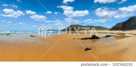 Summer sandy beach (Algarve, Costa Vicentina, Portugal). Summer sandy beach (Algarve, Costa Vicentina, Portugal). 102568291