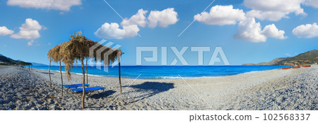 Summer morning beach (Borsh village, Albania). Summer morning beach (Borsh village, Albania). 102568337