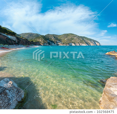 Summer sea beach Contrada Mattinatella, Gargano peninsula in Puglia, Italy 102568475