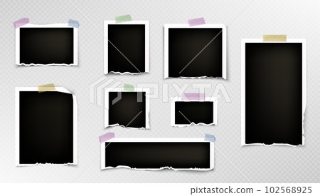 Torn photo picture, rip paper edge frame vector 102568925
