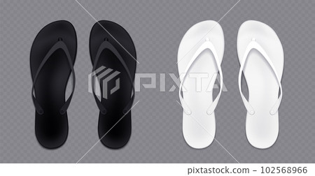 Black and white flip flops mockup set 102568966