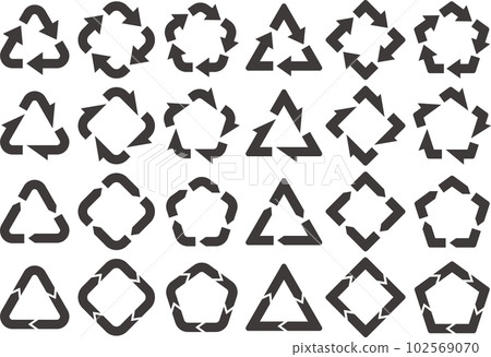 Vector illustration set of black rotating arrows 102569070