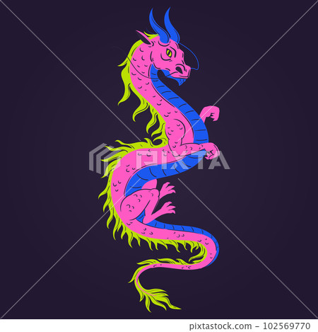 Cartoon dragon. Chinese zodiac sign, mythological asian creature. Magic fantasy reptile flat vector illustration Cartoon dragon. Chinese zodiac sign, mythological asian creature. Magic fantasy reptile flat vector illustration 102569770