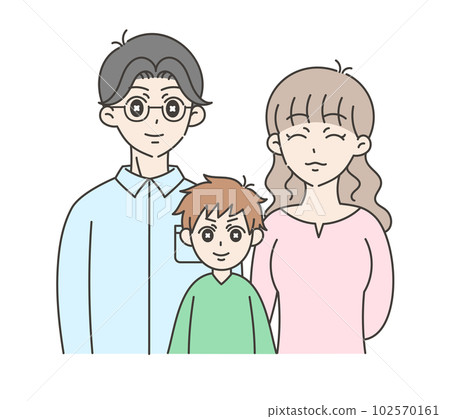 Illustration of a family of three, a boy, a father and a mother 2 Illustration of a family of three, a boy, a father and a mother 2 102570161