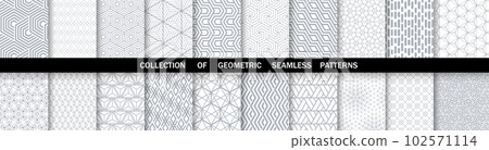 Geometric set of seamless gray and white patterns. Simpless vector graphics. 102571114