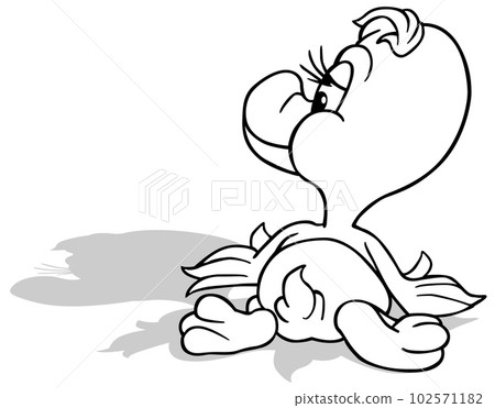 Drawing of a Cute Duckling Lying Down Drawing of a Cute Duckling Lying Down 102571182