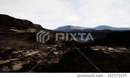 Black scenery of Lava fields Black scenery of Lava fields 102571475